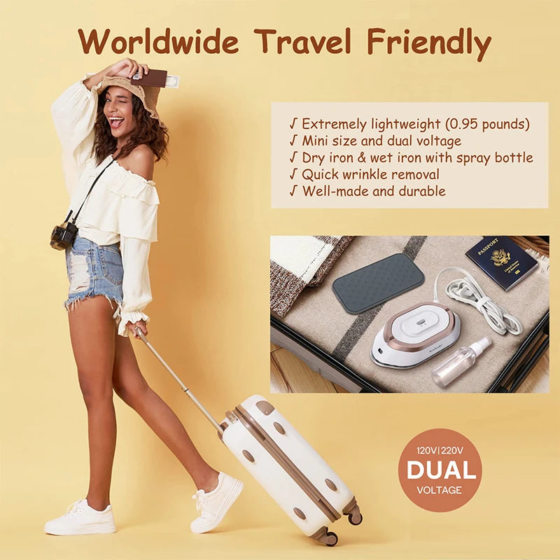 Portable Mini Electric Dry Iron – Lightweight & Dual Voltage for Travel!